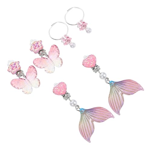 LRXIYODE 3 Paare Clip Ohrringe für Mädchen Bunte Süße Ohrringe ohne Ohrloch für Kindergeburtstage Feste Bequeme und Langlebige Schmuckstücke für Täglichen Gebrauch von LRXIYODE