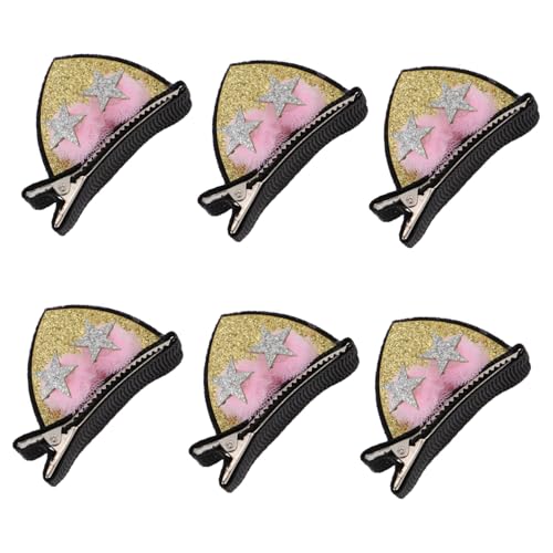 LRXIYODE 3 Paare Katzenohren Haarklammern mit Stern Design Goldfarbene Haarschmuck clips für Mädchen Niedliche Haarklammern Geeignet für Geburtstag Halloween Alltag von LRXIYODE