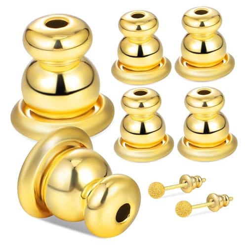 LRXIYODE 3 Paare Metall Ohrring Verschlüsse mit Sicherem Halt Glänzende Ohrstecker Hinterstecker für Damen Robuste Komfortable Ohrring Rückseiten gegen Durchhängen Goldfarbene Ohrstecker von LRXIYODE