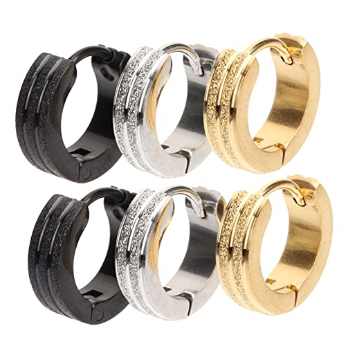 LRXIYODE 3 Paare Unisex Ohrringe Teiliges Matte Creolen Schwarz und Gold Ohrschmuck für Damen und Herren Hypoallergen für Alltag und Besondere Anlässe LRXIYODE 3 Paare Unisex Ohrringe Teiliges Matte Creolen Schwarz und Gold Ohrschmuck für Damen und Herren Hypoallergen für Alltag und Besondere Anlässe von LRXIYODE