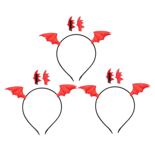 LRXIYODE 3 Satz Teiliges Fledermaus Haarband Halloween Kostüm Haarreif mit Clip Leichtes Stirnband für Damen Festliches Partyaccessoire für Cosplay und Halloween Feier von LRXIYODE