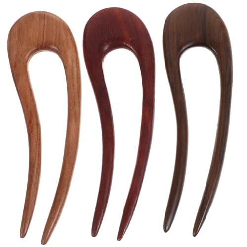LRXIYODE 3 Stck U Förmige Haarnadeln aus Holz für Damen Vintage Haarschmuck für Hochzeiten und Besondere Anlässe mit Pflegeleichter Oberfläche von LRXIYODE