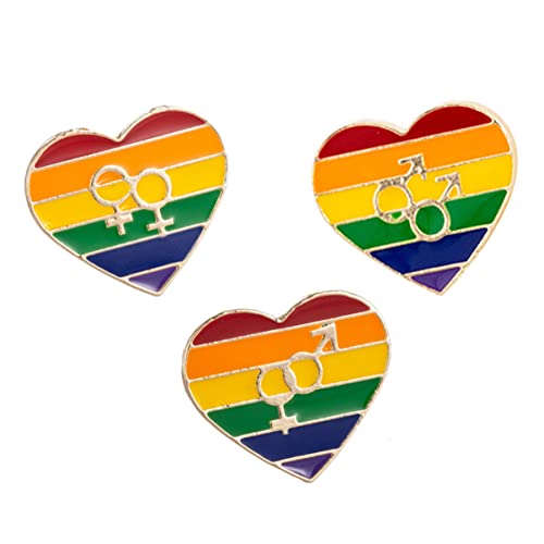 LRXIYODE 3stücke Herzförmige Broschen Regenbogenfarbe Zinklegierung Anstecknadel Mit Tropfenöl-design Für Carnival Stil Zufall von LRXIYODE