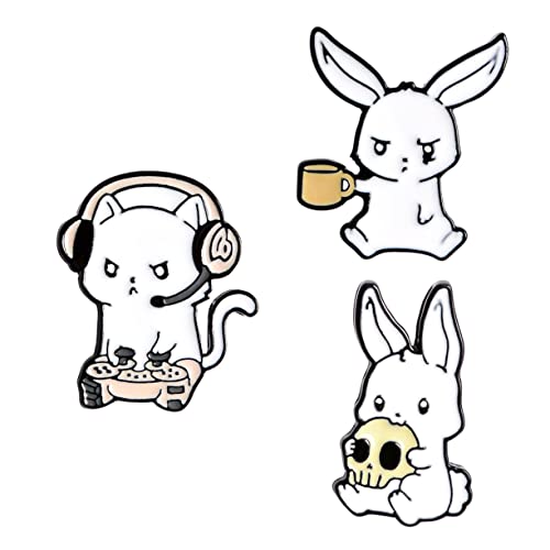 LRXIYODE 3 Stück Cartoon Hasen Broschen Legierung Dekorative Tier Anstecknadeln Vielseitige Mode Accessoires für Damen Geeignet für Kleidung Taschen Hüte und Festliche Anlässe von LRXIYODE