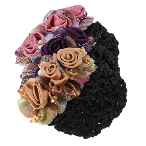 LRXIYODE 3 Stück Haarnetz mit Blumenmuster Netz Haarschmuck für Damen Eleganter Haarknoten Clip Geeignet für Pflegepersonal Flugbegleiterinnen und Festliche Anlässe von LRXIYODE