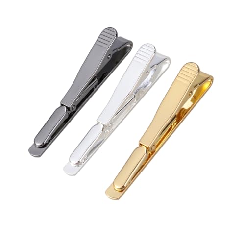 LRXIYODE 3 Stück Herren Krawattenclip Krawattennadel für Business und Abendveranstaltungen Schwarz Silber Gold Rostfrei und Langlebig mit Sicherem Verschluss von LRXIYODE