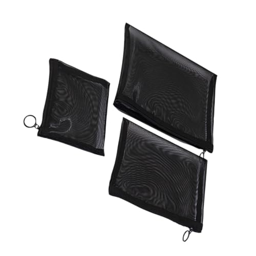 LRXIYODE 3 Stück Kosmetiktasche Teiliges Mesh Schwarz Leichter Make Up Organizer mit Netzstoff Vielseitige Aufbewahrungstaschen für Reisen Stiftetui und Kosmetikbeutel Praktische von LRXIYODE