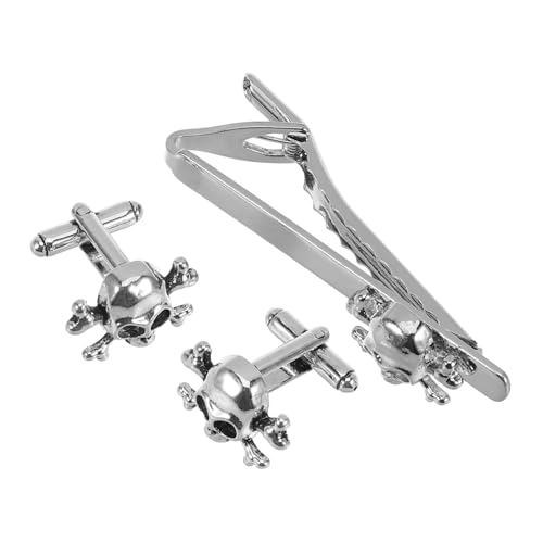 LRXIYODE 3 Stück Krawattenklammer-Set Dekorative Krawattenclip Accessoires für Herrenkrawatten Clip-Krawatte Hochzeitsklammel Manschettenknöpfe Männer Krawattennadel Pin Legierung Silber von LRXIYODE