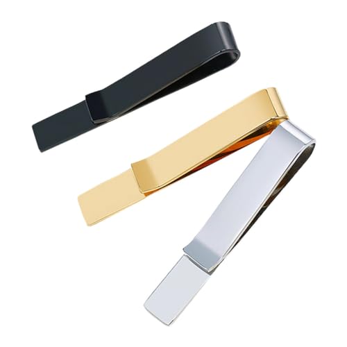 LRXIYODE 3 Stück Krawattenklammer Teiliges aus Poliertem Edelstahl Modisch Schmal Langlebig und Kratzfest Geeignet für Herren Business und Formelle Anlässe Schnelle Anwendung Geschenkidee von LRXIYODE