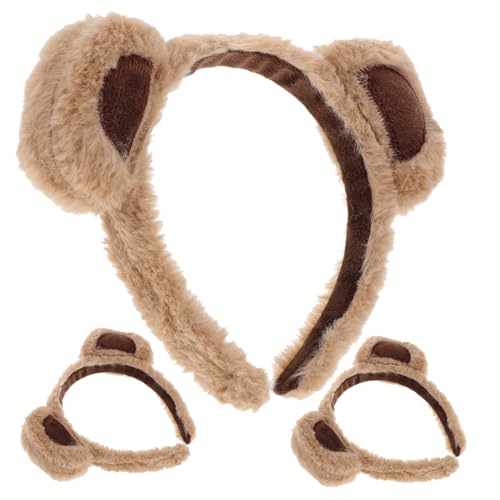 LRXIYODE 3 Stück Kuscheliges Bärenohren Haarband Plüsch Tierohren Stirnband Flauschiges Haarband Dekoratives Accessoire für Frauen Mädchen Party Cosplay Spa Gesichtswäsche von LRXIYODE