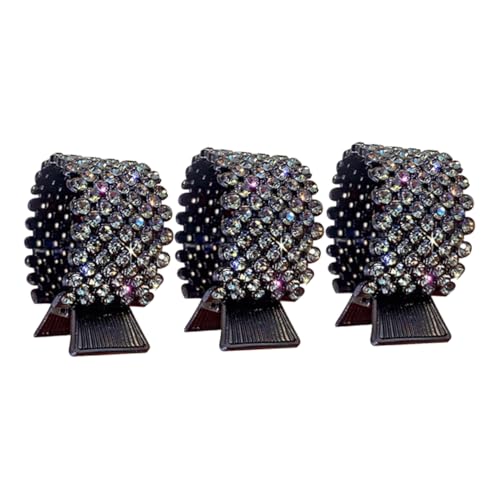 LRXIYODE 3 Stück Metallic Bling Haarspangen Rutschfeste Strass Haarklammern für Ponytails und Hochsteckfrisuren Funkelnde Haarschmuck Clips für Frauen und Mädchen Haarschonend und von LRXIYODE