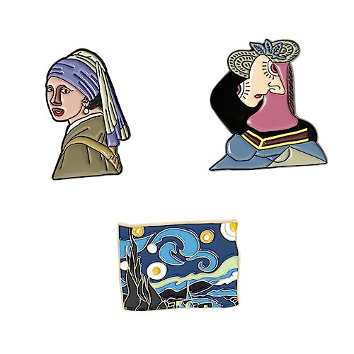 LRXIYODE 3stücke Kunst Brosche Ölgemälde Design Nadel Schmuckaccessoire Kleidung Dekoration Anstecker Für Kragen Taschen Schals Festivals Geburtstage Weihnachten von LRXIYODE