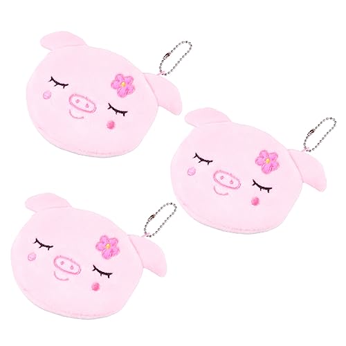 LRXIYODE 3 Stück Plüsch Geldbeutel in Schweineform Kleine Tragbare Münztasche Für Mädchen Flauschige Reißverschluss Brieftasche Für Schule Reisen Einkaufen Weiche von LRXIYODE