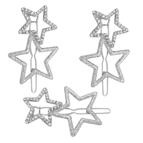 LRXIYODE 3 Stück Rhinestone Haarspangen Sternförmige Haarklammern mit Strasssteinen Glitzernde Haarschmuck Accessoires für Frauen und Mädchen Einfache Anwendung Langlebig und Vielseitig von LRXIYODE