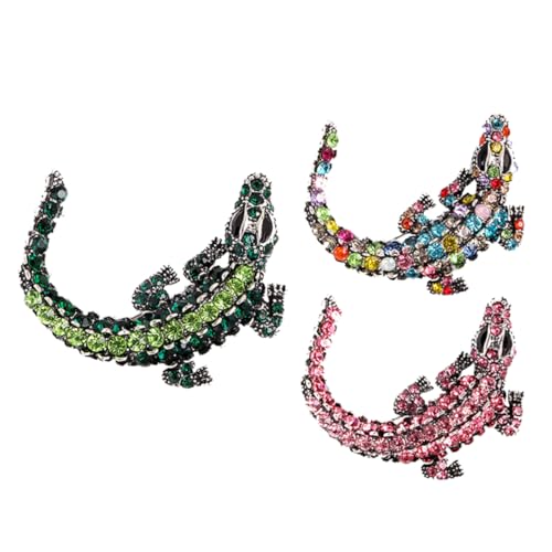 LRXIYODE 3 Stück Stilvolle Brosche Anstecknadel mit Strass für Männer und Frauen Design Krokodilform Vielseitig Einsetzbar für Hochzeiten Partys und von LRXIYODE