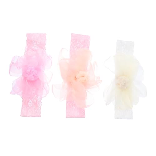 LRXIYODE 3 Stück Stirnband Teiliges Elastisch mit Blumen Spitze Weiche Kopfbedeckung für Neugeborene und Kleinkinder Hautfreundlich und Formbeständig Modisches Haaraccessoire für Junge von LRXIYODE