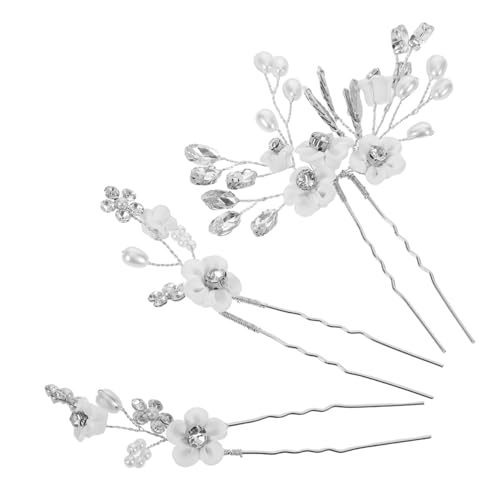 LRXIYODE 3 Stück Teiliges Braut Haarschmuck mit Harz Perlen und Strass Blumige Hochzeits Haarnadeln Fester Sitz Leicht und Elegant für Braut und Mädchen von LRXIYODE