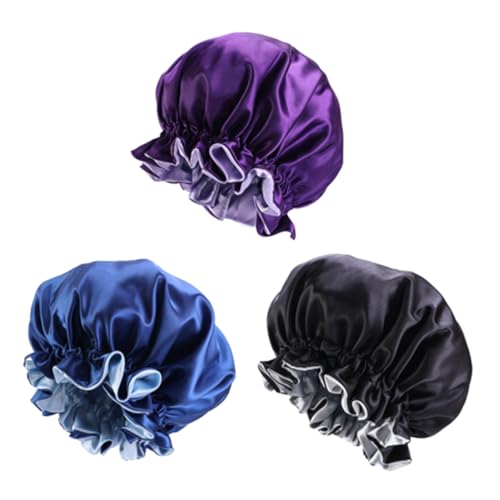 LRXIYODE 3 Stück Teiliges Damen Schlafhauben Doppellagigem Satin mit Breiter Krempe Elastisch Haarschützend bei Haarausfall und Chemotherapie Geeignet für Zuhause und Reisen Violett LRXIYODE 3 Stück Teiliges Damen Schlafhauben Doppellagigem Satin mit Breiter Krempe Elastisch Haarschützend bei Haarausfall und Chemotherapie Geeignet für Zuhause und Reisen Violett von LRXIYODE
