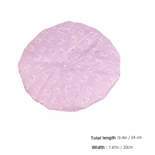 LRXIYODE 3 Stück Teiliges Doppellagige Wasserdichte Duschhauben aus Peva und Polyester für Damen und Mädchen Elastisch Wiederverwendbar mit Buntem Blumenmuster Flieder Rosa Apricot von LRXIYODE