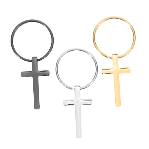 LRXIYODE 3 Stück Teiliges Edelstahl Kreuz mit Spiegelglanz Robuste Metallanhänger Modischer Taschen Autoschmuck für Herren Personalisierbar mit Gravur von LRXIYODE