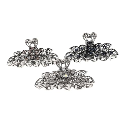 LRXIYODE 3 Stück Teiliges Große Haarklammern aus Robustem Metalllegierung mit Glitzer Strassblumen Vintage Haarkralle für Dickes Haar Fester Griff Rutschfest Retro Stil Damen und Mädchen von LRXIYODE