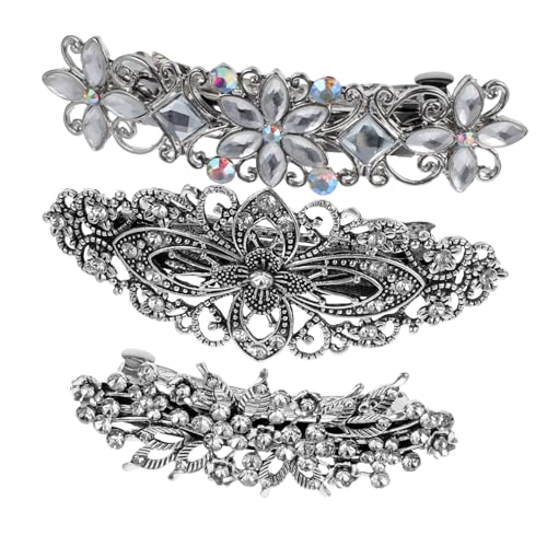 LRXIYODE 3 Stück Teiliges Haarklammern mit Funkelnden Strasssteinen Vintage Haarspangen für Frauen und Mädchen Langlebige Metallclips Geeignet für Hochzeit Party Alltag und Verschiedene von LRXIYODE