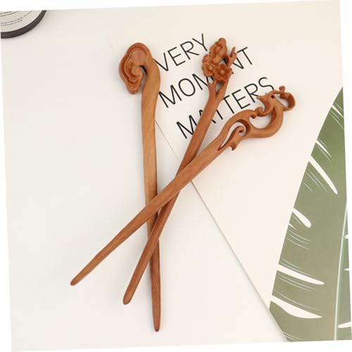 LRXIYODE 3 Stück Teiliges Holz Haarstäbe Haarnadeln Chinesischer Haarschmuck Dutt Halter Retro Design Leicht Langlebig für Damen und Alltag von LRXIYODE