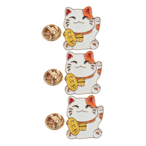 LRXIYODE 3 Stück Teiliges Japanische Glückskatze Anstecknadeln aus Zinklegierung Niedliche Kawaii Broschen Vielseitig für Kleidung Taschen Hüte Modische Cartoon Dekoration von LRXIYODE