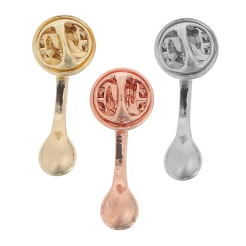 LRXIYODE 3 Stück Teiliges Kreative Kaffeelöffel Broschen aus Legierung Glänzende Verspielte Anstecknadeln in Löffelform Modische Accessoires für Rucksäcke Hüte Kleidung Geeignet für Cafés von LRXIYODE