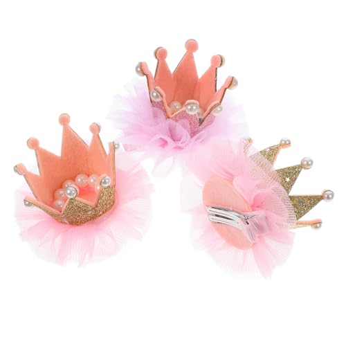 LRXIYODE 3 Stück Teiliges Mädchen Haarklammern Elastische Perlen Krone Haarspangen Bunte Haarschmuck Clips für Junge Mädchen Kopfbedeckung für Party Festival und Alltag Zufällige Farbe von LRXIYODE