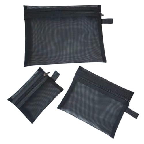 LRXIYODE 3 Stück Teiliges Mesh Kosmetiktaschen Damen Große Kapazität Reisefreundlich mit Reißverschluss Atmungsaktive Netzbeutel zur Organisation von Make Up und Pflegeprodukten für Reisen von LRXIYODE