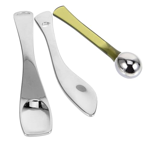 LRXIYODE 3 Stück Teiliges Metall Kosmetikspatel Spatel für Cremes und Augenpflege Hautpflege Löffel Glatte Oberfläche für Gleichmäßiges Auftragen und Präzises Dosieren Geeignet für von LRXIYODE