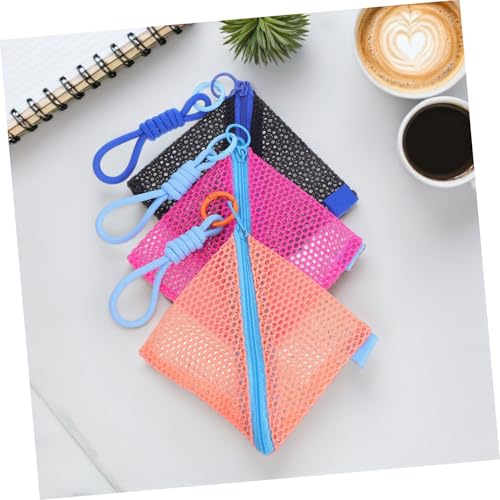 LRXIYODE 3 Stück Teiliges Mini Mesh Kosmetiktasche mit Reißverschluss Tragbare Aufbewahrungstasche für Lippenstifte Münzen Karten Multifunktional Platzsparend für Reisen und Alltag Damen von LRXIYODE