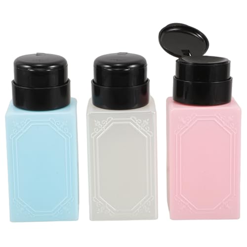 LRXIYODE 3 Stück Teiliges Nagellackentferner Flasche mit Druckpumpe Leere Makeup Entferner Behälter Weiß und Blau für und Make Up von LRXIYODE
