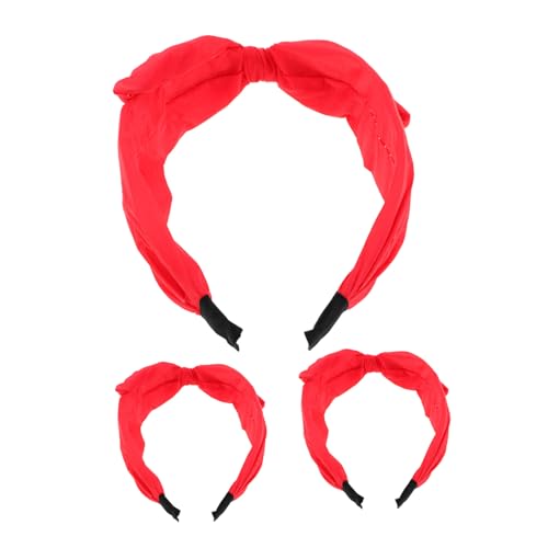 LRXIYODE 3 Stück Teiliges Rotes Stirnband mit Hasenohren und Knoten-schleife Handgefertigte Haarbänder für Frauen Mädchen Verspieltes Accessoire für Partys Cosplay und Festliche Anlässe von LRXIYODE