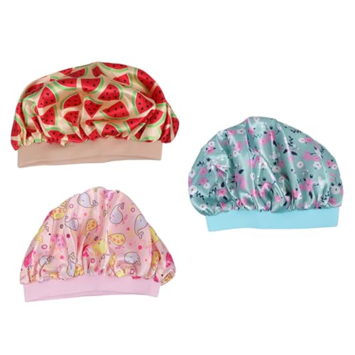 LRXIYODE 3 Stück Teiliges Satin Bonnet Elastische Atmungsaktive Schlafhaube für Mädchen Weiche Langlebige Haarkappe zum Schutz Beim Schlafen und Haarwaschen von LRXIYODE