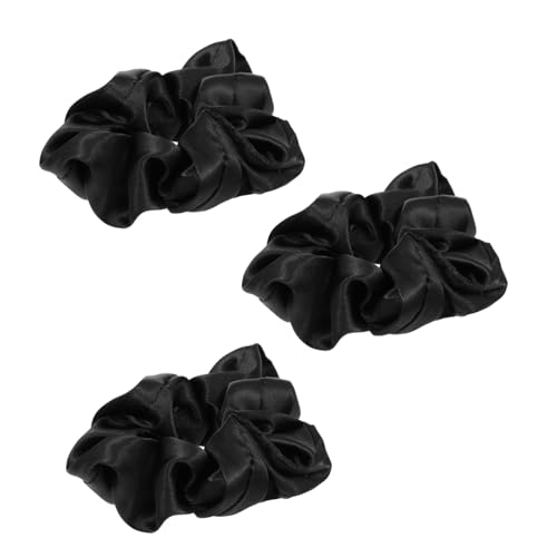 LRXIYODE 3 Stück Teiliges Schwarzes Haargummi Seidigem Glattem Material Elastische Pferdeschwanzhalter für Damen und Mädchen Schonend für Haare Vielseitig Passend zu Jedem Outfit für von LRXIYODE