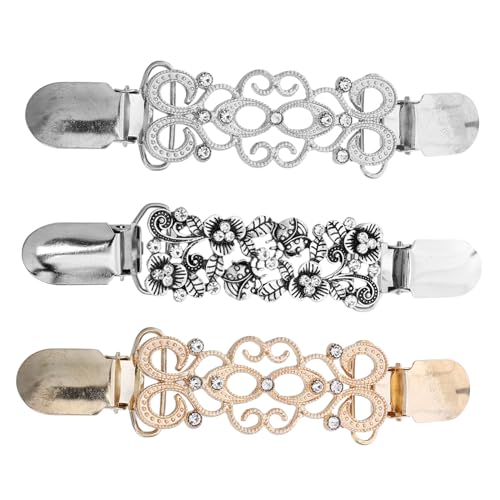 LRXIYODE 3 Stück Teiliges Strickjacken Clip mit Funkelnden Strasssteinen Legierung Modischer Schalclip für Damen Kleider und Pullover Befestigung Vielseitig und Praktisch von LRXIYODE