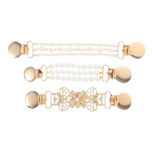 LRXIYODE 3 Stück Teiliges Strickjacken Clips mit Vintage Perlen Vielseitige Cardigan und Schalhalter aus Legierung Halt für Pullover Kleider und Kragen Modisches Damenaccessoire von LRXIYODE