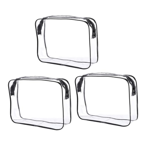 LRXIYODE 3 Stück Teiliges Transparentes Kosmetiktaschen Mittlere Großer Stauraum Material Leicht für Damen Reise Organizer und Makeup Aufbewahrung von LRXIYODE