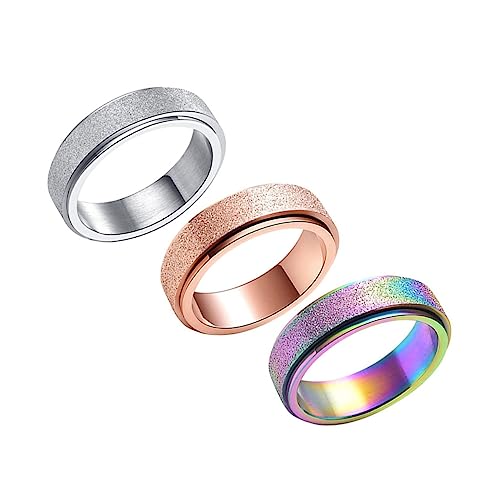 LRXIYODE 3 Stück Teiliges Unisex Ring Drehbare Bunte Finger Ringe Rostfrei Verschleißfest Glatte Oberfläche Modisches Schmuck Accessoire für Damen und Herren Vielseitig Einsetzbar von LRXIYODE