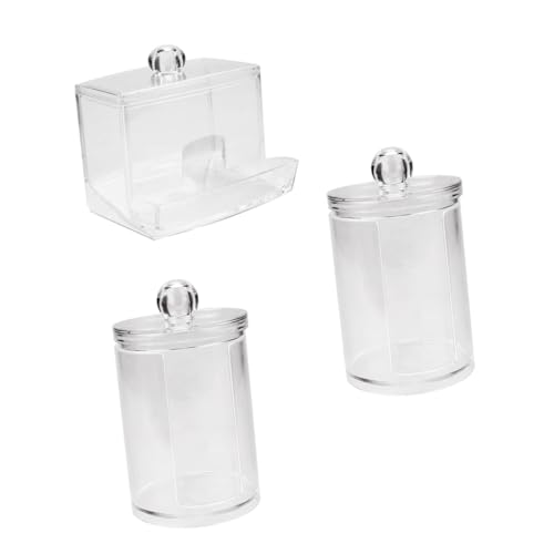 LRXIYODE 3 Stück Transparente Wattestäbchen Aufbewahrungsbox mit Deckel Kompakter Badezimmer Organizer für Kosmetik Staubdichter Schutzbehälter für Wattepads und Wattestäbchen von LRXIYODE