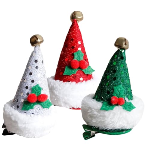 LRXIYODE 3 Stück Weihnachtsmütze Haarspangen Teiliges aus Metall und Langlebig Weihnachtlicher Haarschmuck für Mädchen Geeignet für Party Karneval und Bühnenauftritte von LRXIYODE
