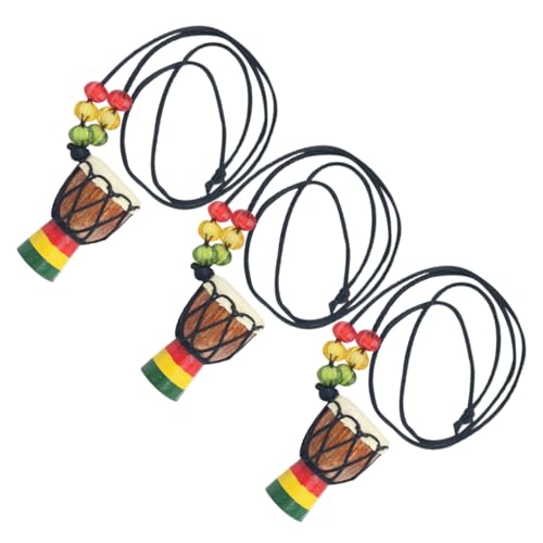 LRXIYODE 3stücke Afrikanische Trommel Anhänger Halskette Aus Holz Mini Djembe Musik Halsschmuck Für Partys Jubiläen Geburtstage Und Alltagsgeschenke von LRXIYODE