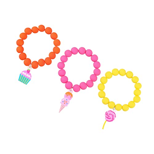 LRXIYODE 3 Stücke Perlenarmband für Mädchen Bunte Kinderarmbänder mit Lutscher und Eiscreme Anhängern Kleinkind Schmuck für Partys und Hochzeiten von LRXIYODE
