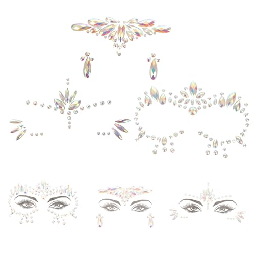 LRXIYODE 3blätter The-dark Gesicht Schmuck Sticker Leuchtende Strasssteine Für Festivals Und Halloween Make-up Einfache Anwendung Und Entfernen Für Kostüme Und Besondere Anlässe von LRXIYODE
