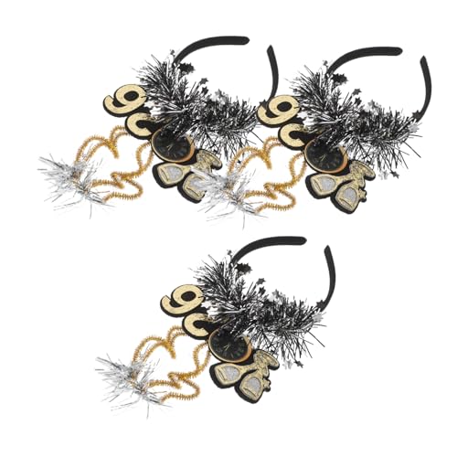 LRXIYODE 3stücke Frohes Neues Jahr Stirnband Mit Sternen Und Pailletten Glitzerndes Neujahrs-haarband Für Silvesterpartys Festivals Und Feiertage von LRXIYODE