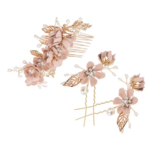 LRXIYODE 3stücke Haarspange Für Hochzeit Braut Kopfschmuck Mit Perlen Und Blumen Haarschmuck Für Frauen Langlebig Und Elegant Für Besondere Anlässe von LRXIYODE