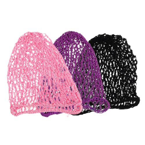 LRXIYODE 3stücke Handgehäkeltes Netz-haarnetz Elastische Dutt-abdeckungen Für Damen Wiederverwendbare Netzkappen Zum Haarknotenmachen Atmungsaktive Wickel-haarnetze Für Langes Haar von LRXIYODE