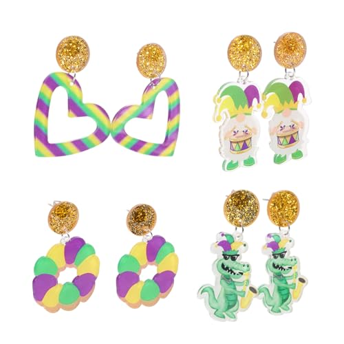 LRXIYODE 4paare Herz-ohrringe Für Frauen Und Mädchen Süße Dekorative Ohrringe Aus Kunststoff Kreatives Design Für Karneval Partys Und Feiertage Zarte Und Ansprechende Ohrringe von LRXIYODE